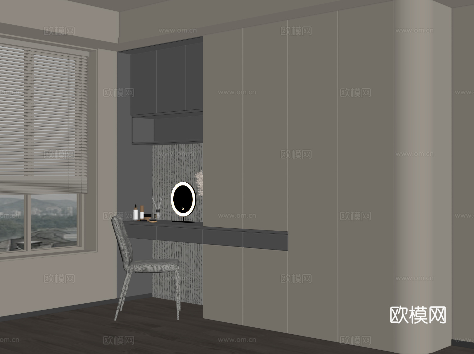 现代衣柜 梳妆台su模型