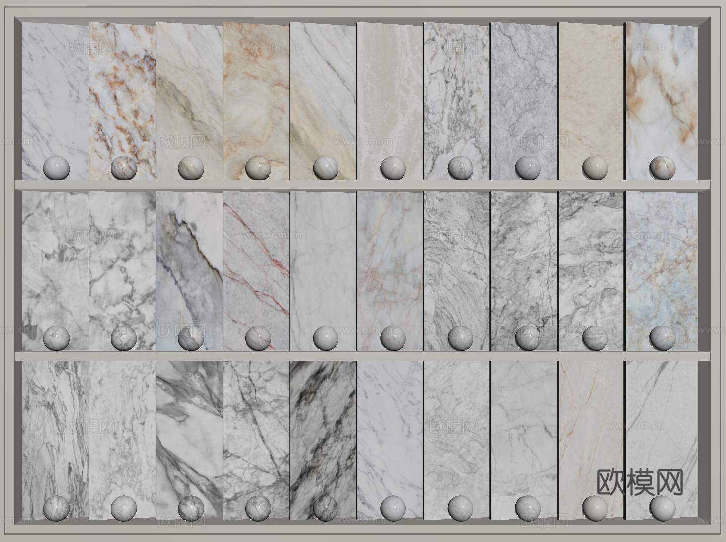 现代简约石材 白色大理石 岩石 奢石 黑白大理石su模型