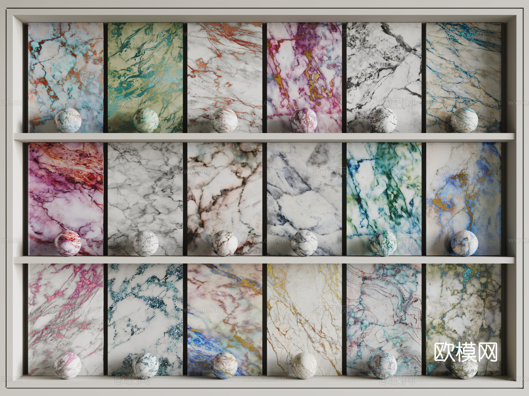 北欧轻奢石材 彩色大理石 纹路石材 岩板 奢石su模型