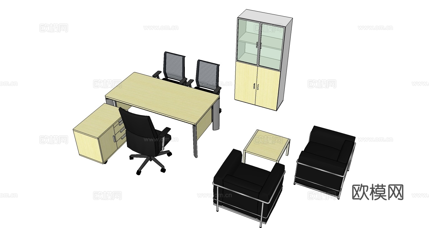 行政桌 办公桌 办公椅 文件柜 办公家具 沙发 茶几su模型