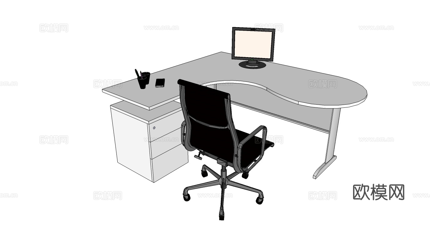 行政桌 办公桌 办公椅 文件柜 办公家具su模型