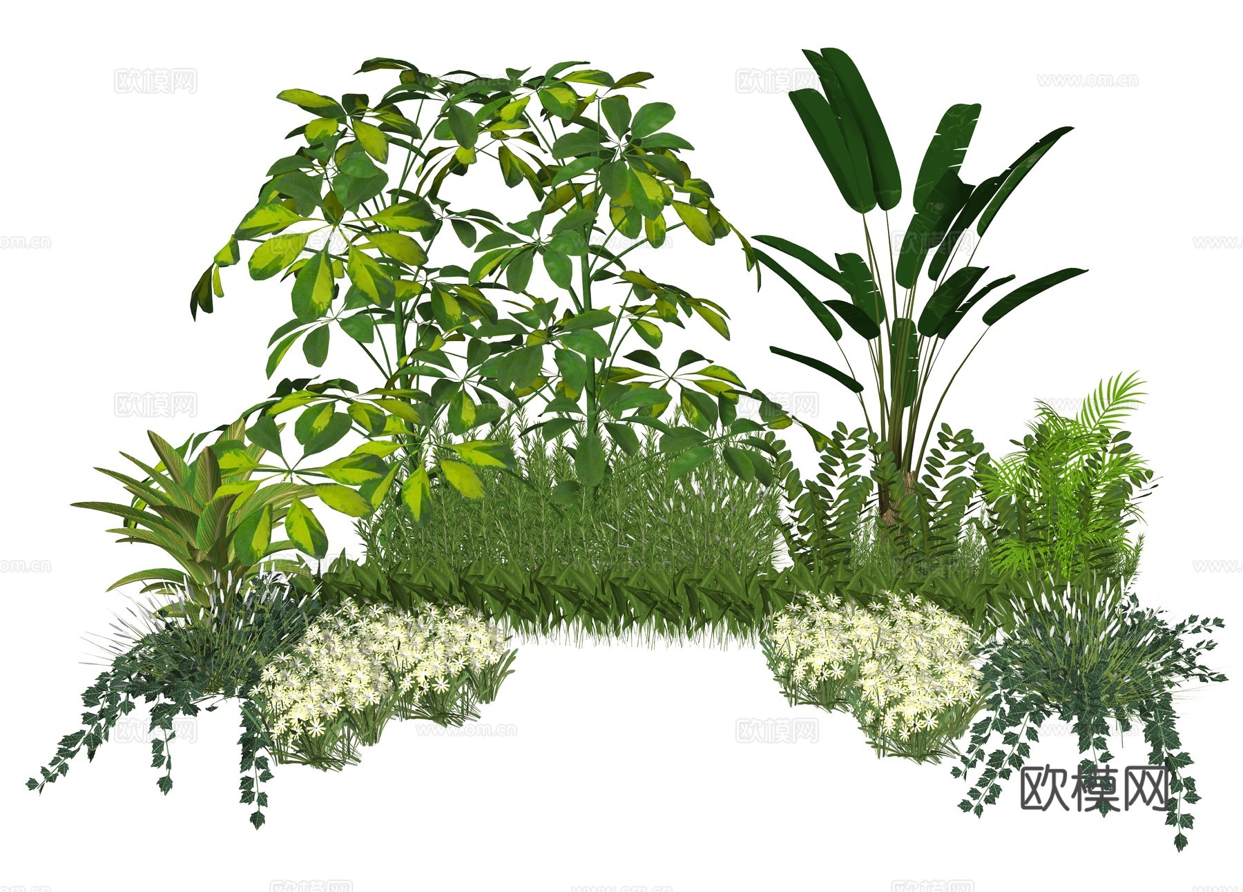 现代植物堆组合su模型