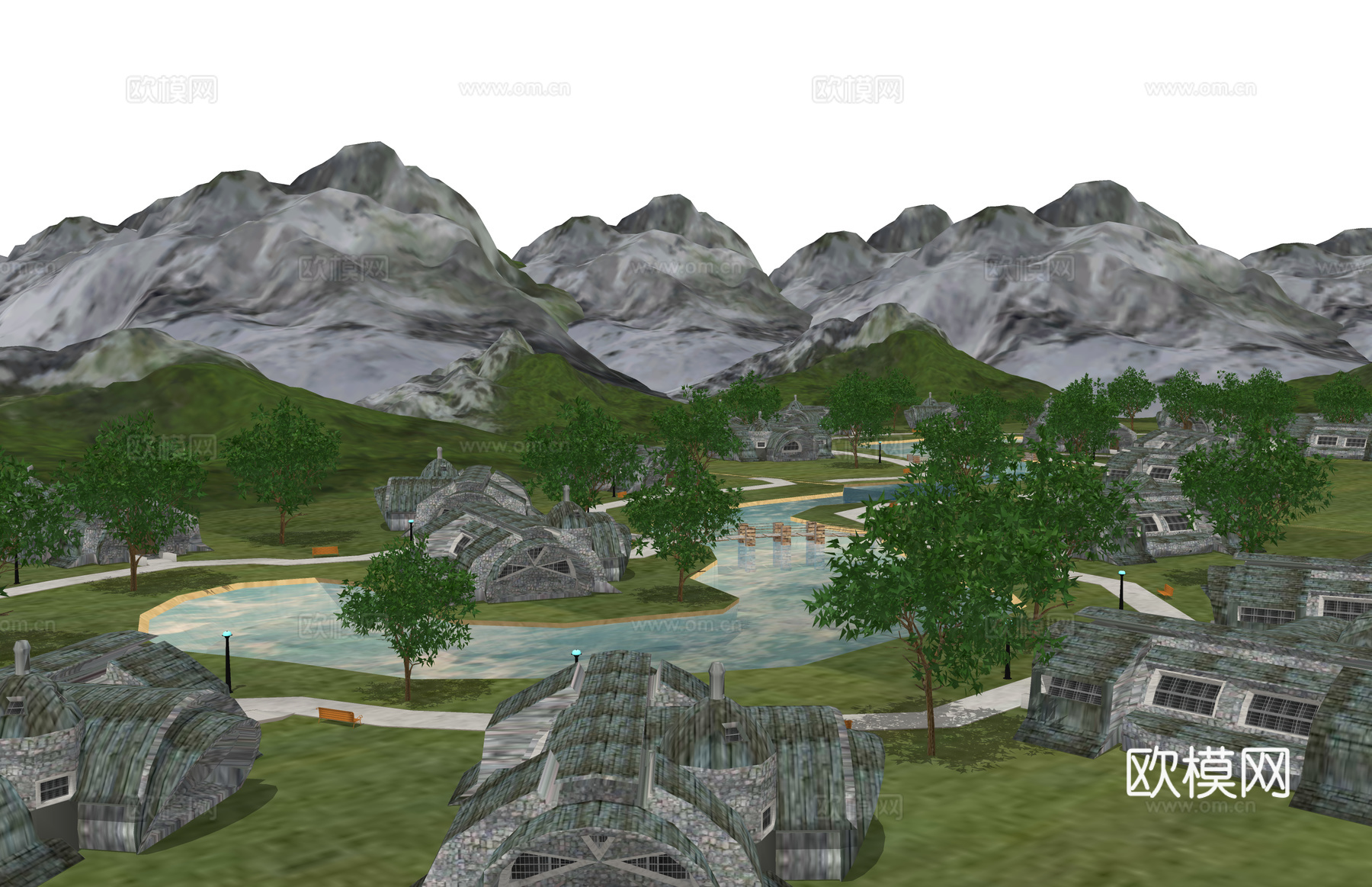 景观小品 公园 居住区 美丽乡村 示范区 地产 景观 户外景su模型