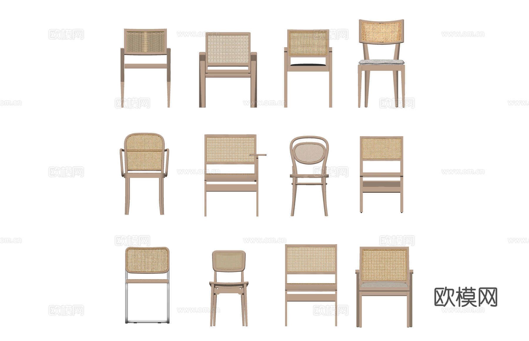 藤编家具 原木家具 椅子 奶油 茶桌 风格 咖啡厅 桌子 工su模型