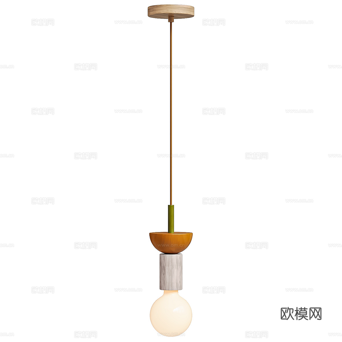 现代奶油风儿童装饰小吊灯3d模型下载（渲染图2）