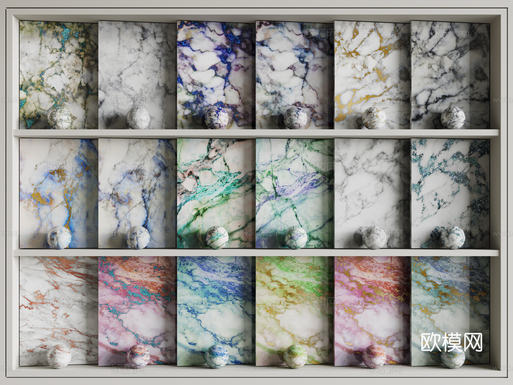 北欧轻奢石材 彩色大理石 纹路石材 岩板 奢石su模型