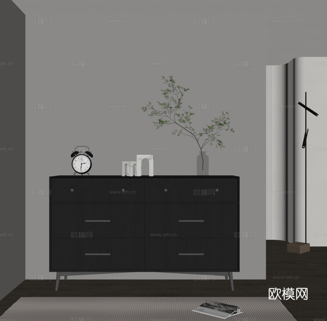 现代意式玄关柜 边柜su模型