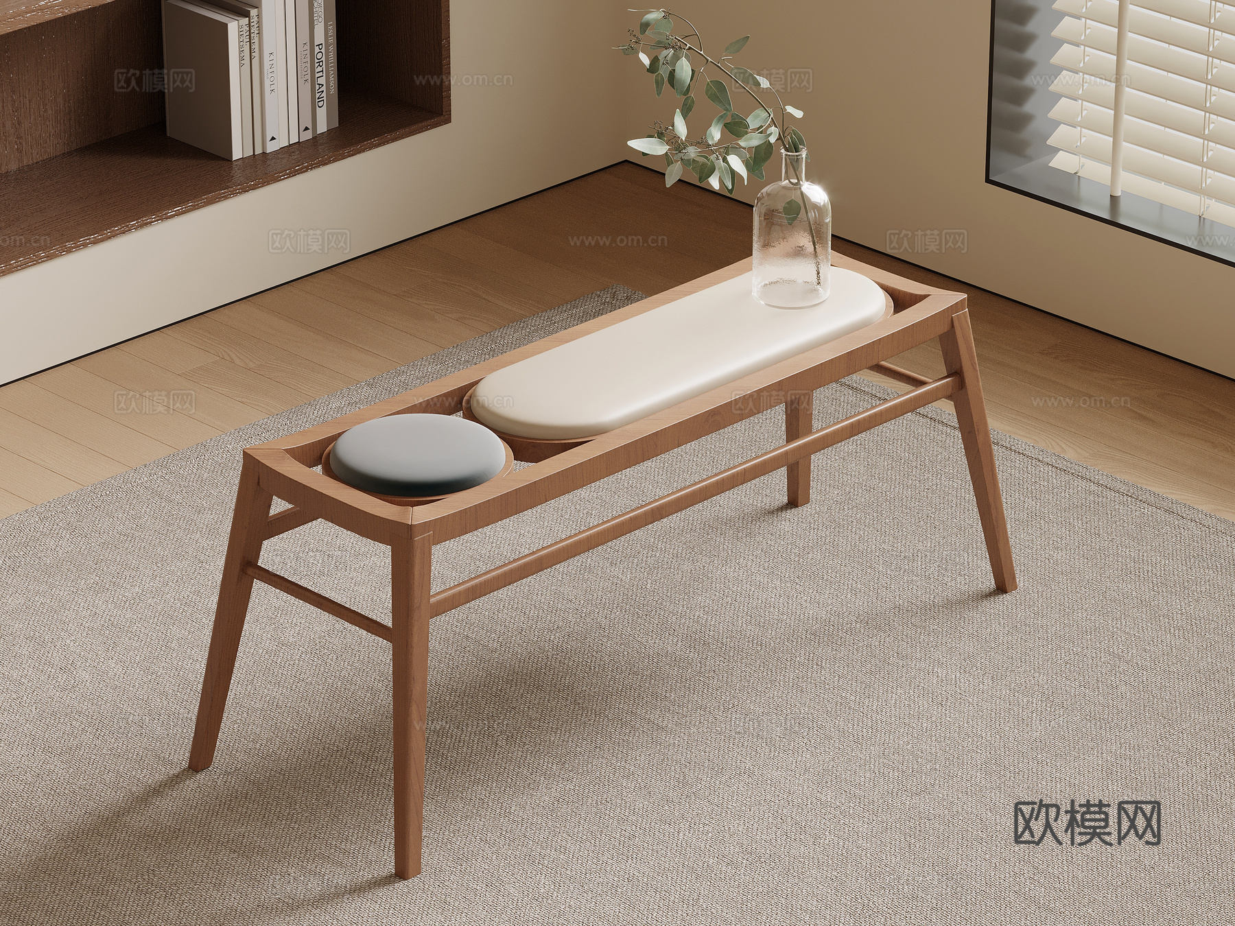 中古风换鞋凳 沙发凳3d模型下载