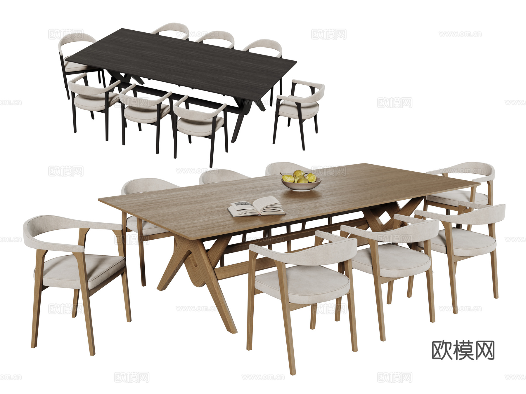 中古桌椅组合 餐桌组合 餐桌 长桌 休闲桌椅su模型