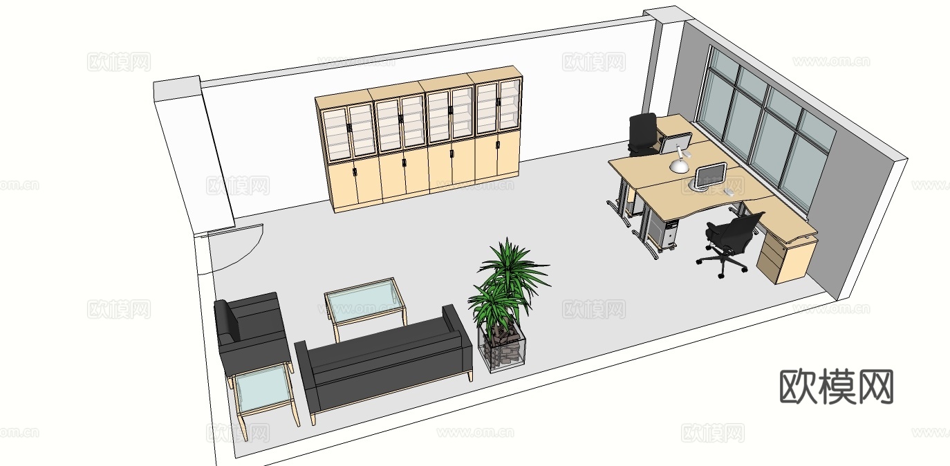 行政桌 办公桌 办公椅 文件柜 办公家具 沙发 茶几su模型