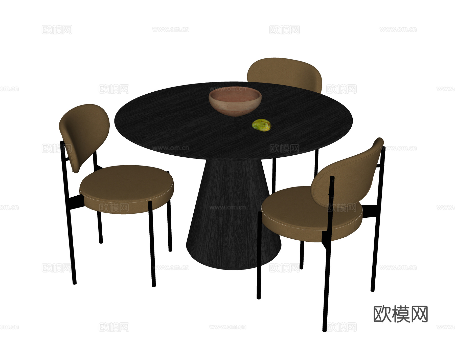 现代餐桌椅 圆形餐桌 餐椅su模型