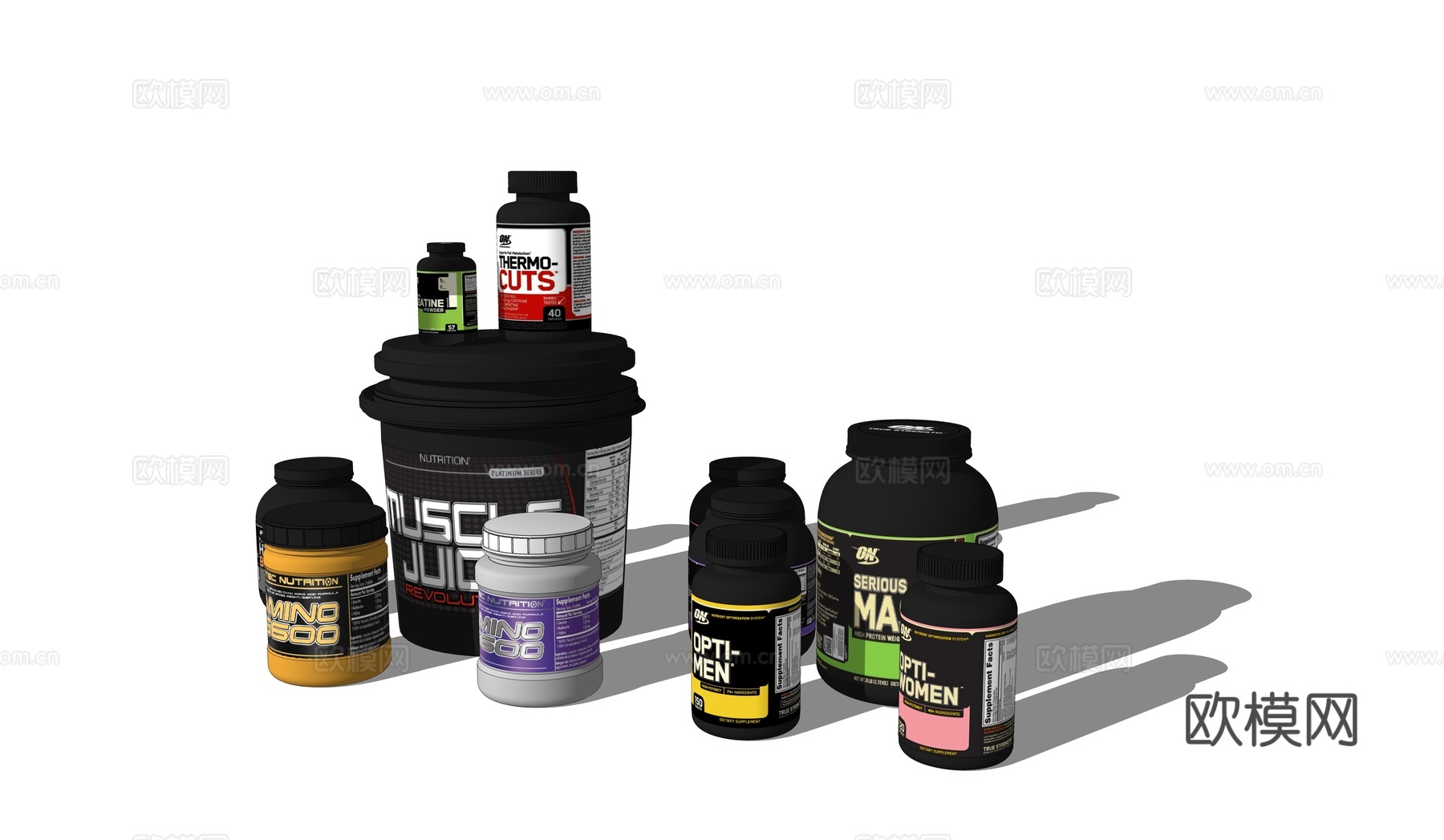 现代健身粉 蛋白粉 健身补剂 建肌粉 健身药物su模型