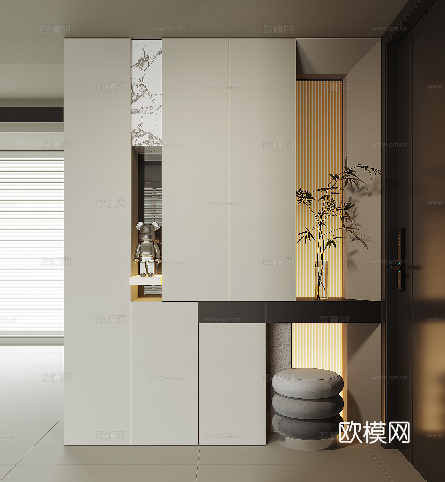 现代入户鞋柜su模型