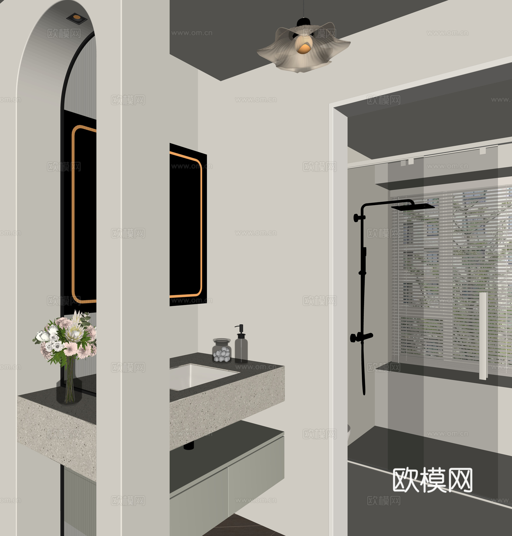 现代卫生间干区su模型