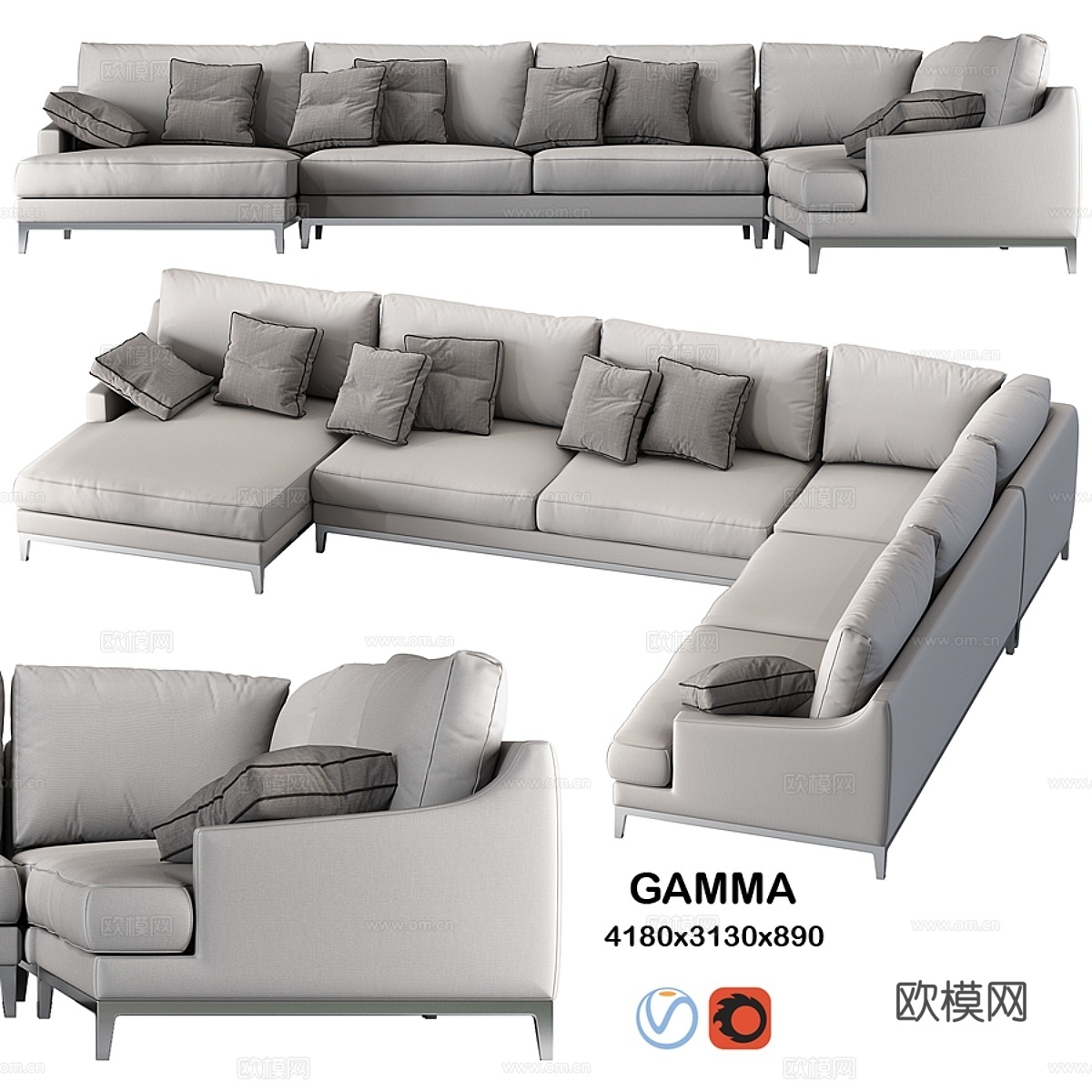 Reggiani套装3转角沙发3d模型下载