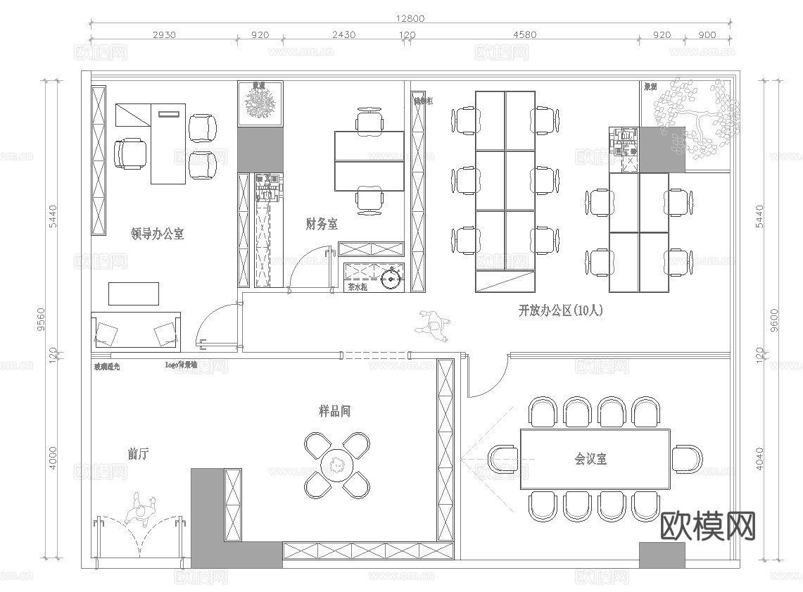 150平办公室 最新平面施工图合集cad施工图