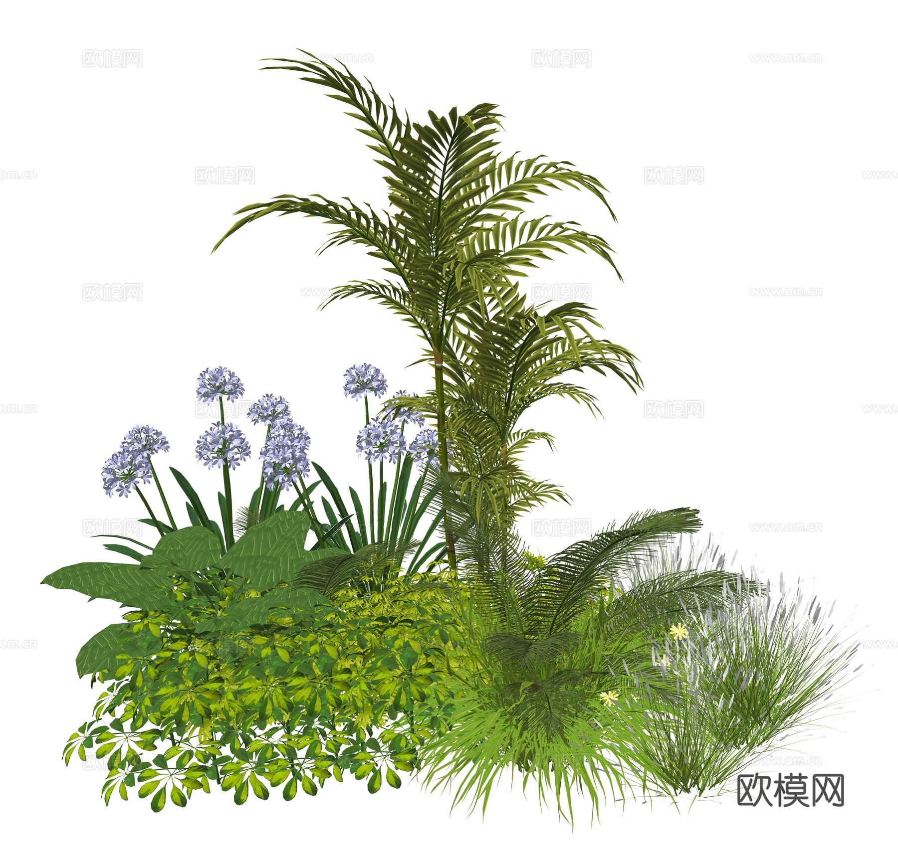 现代植物堆组合su模型