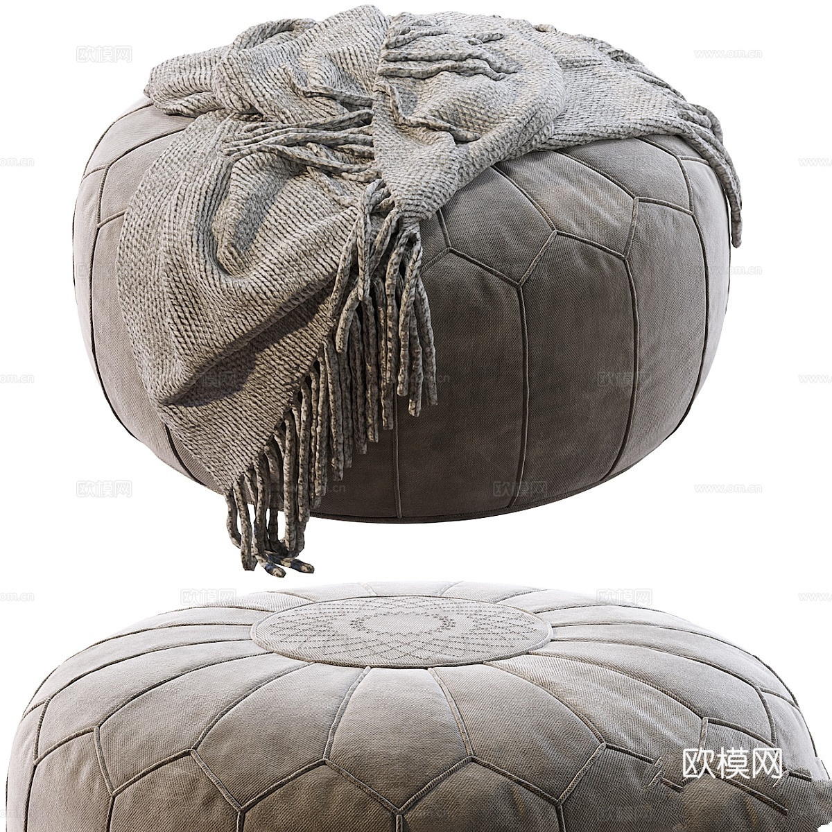 复古圆形摩洛哥手工艺靠垫，马拉喀什手工雕花3d模型下载