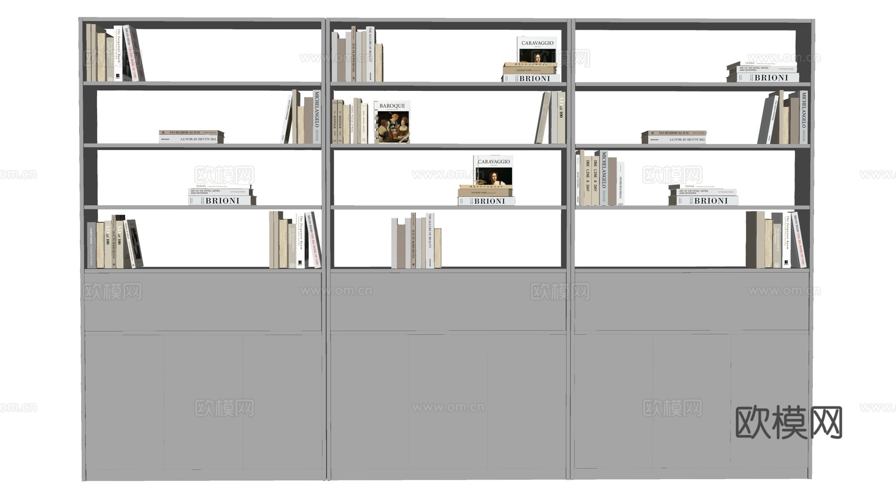 现代书架 置物架 书架隔断 装饰架su模型