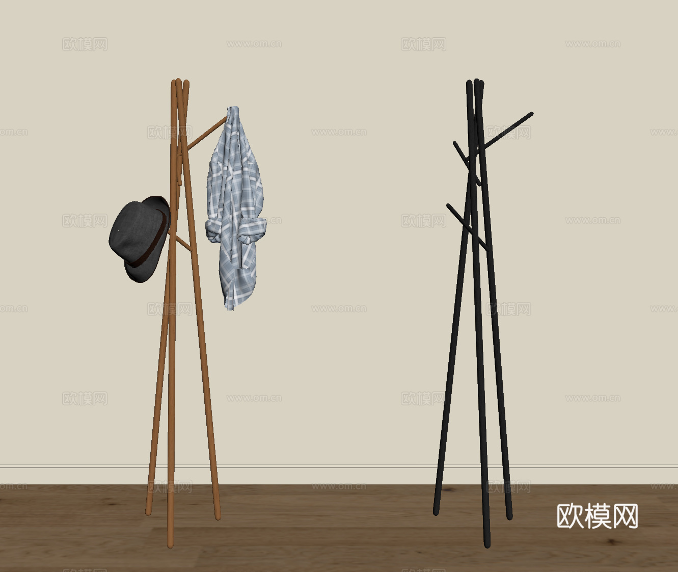 法式中古衣架 挂衣架su模型