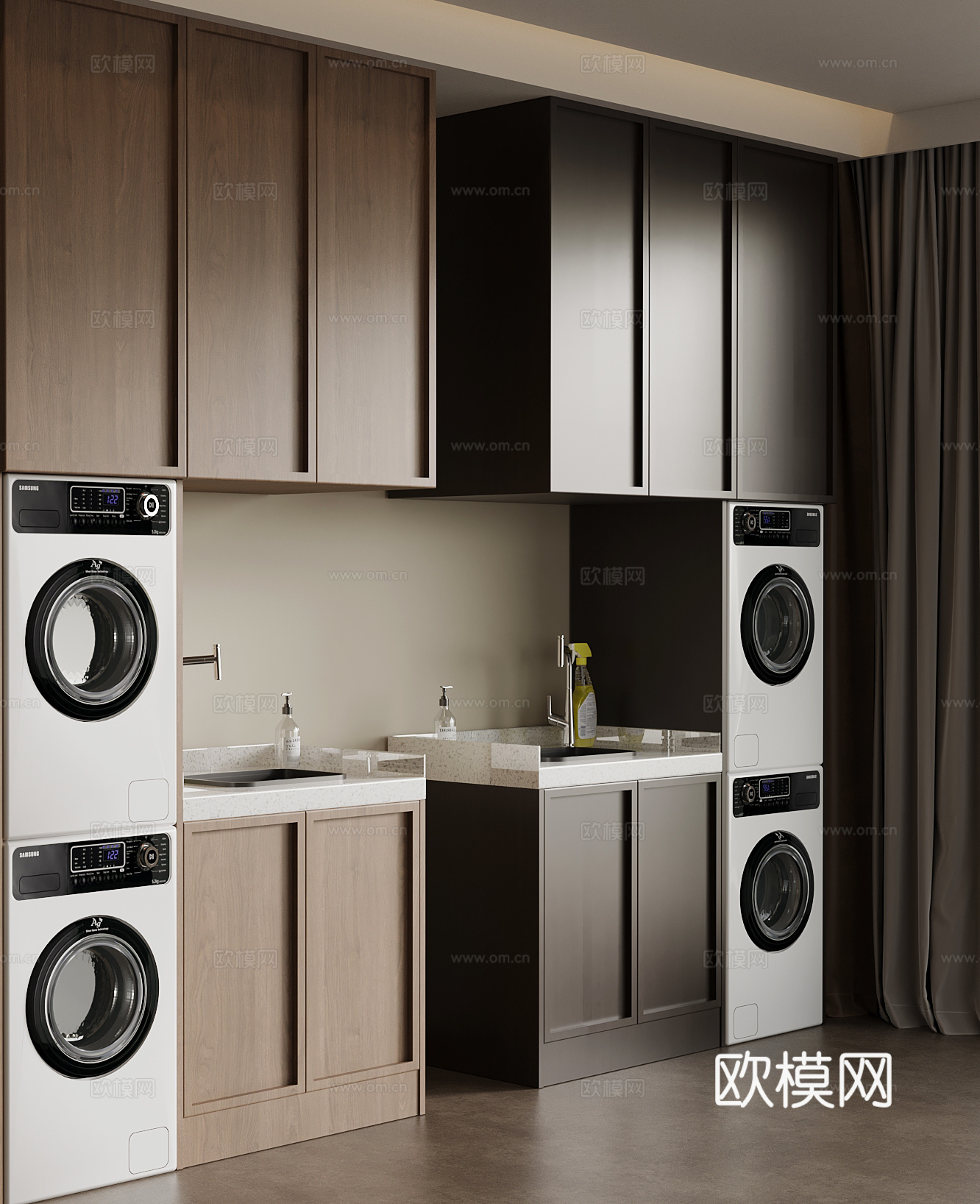 新中式洗衣柜 阳台柜3d模型下载