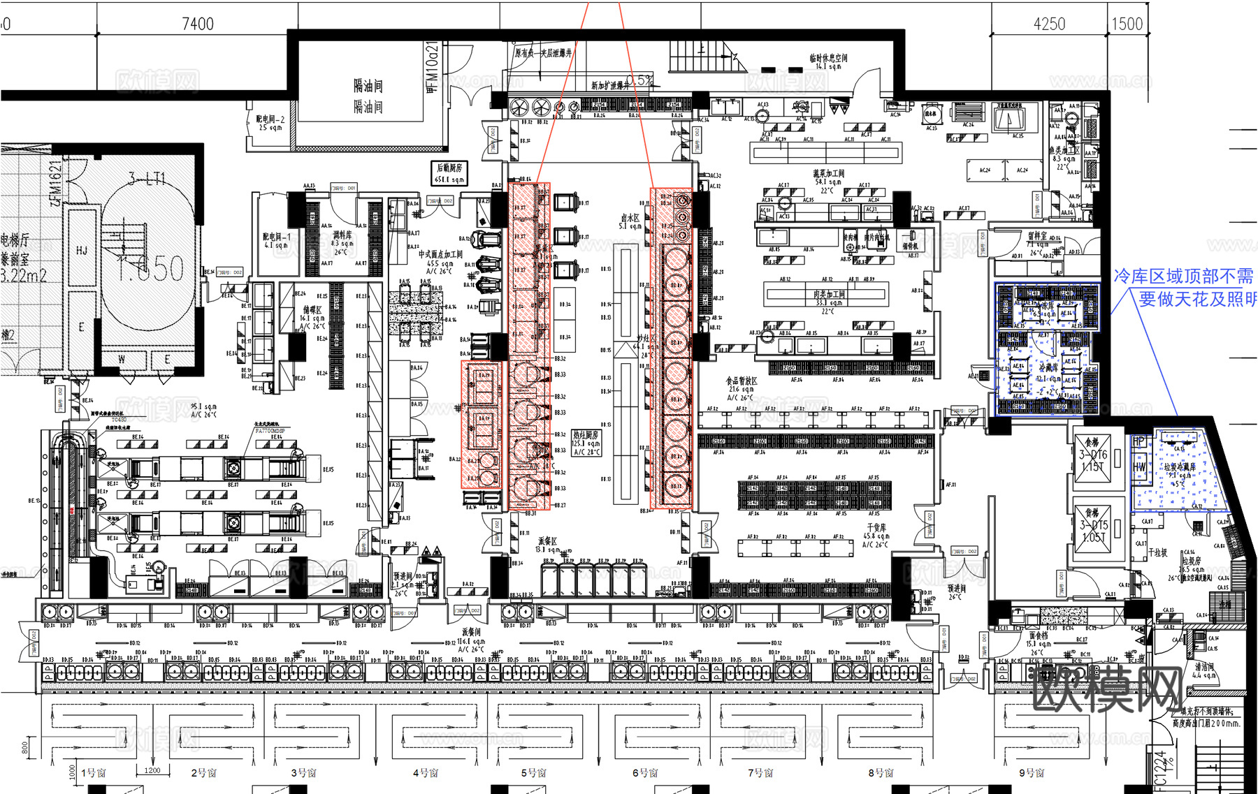 企业员工餐厅食堂施工图cad施工图