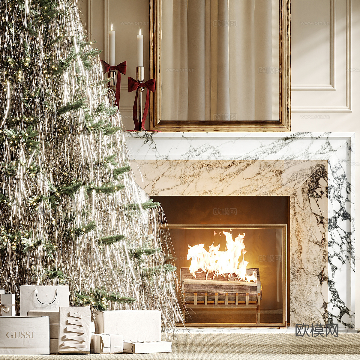 圣诞饰品摆件组合3d模型下载（渲染图3）