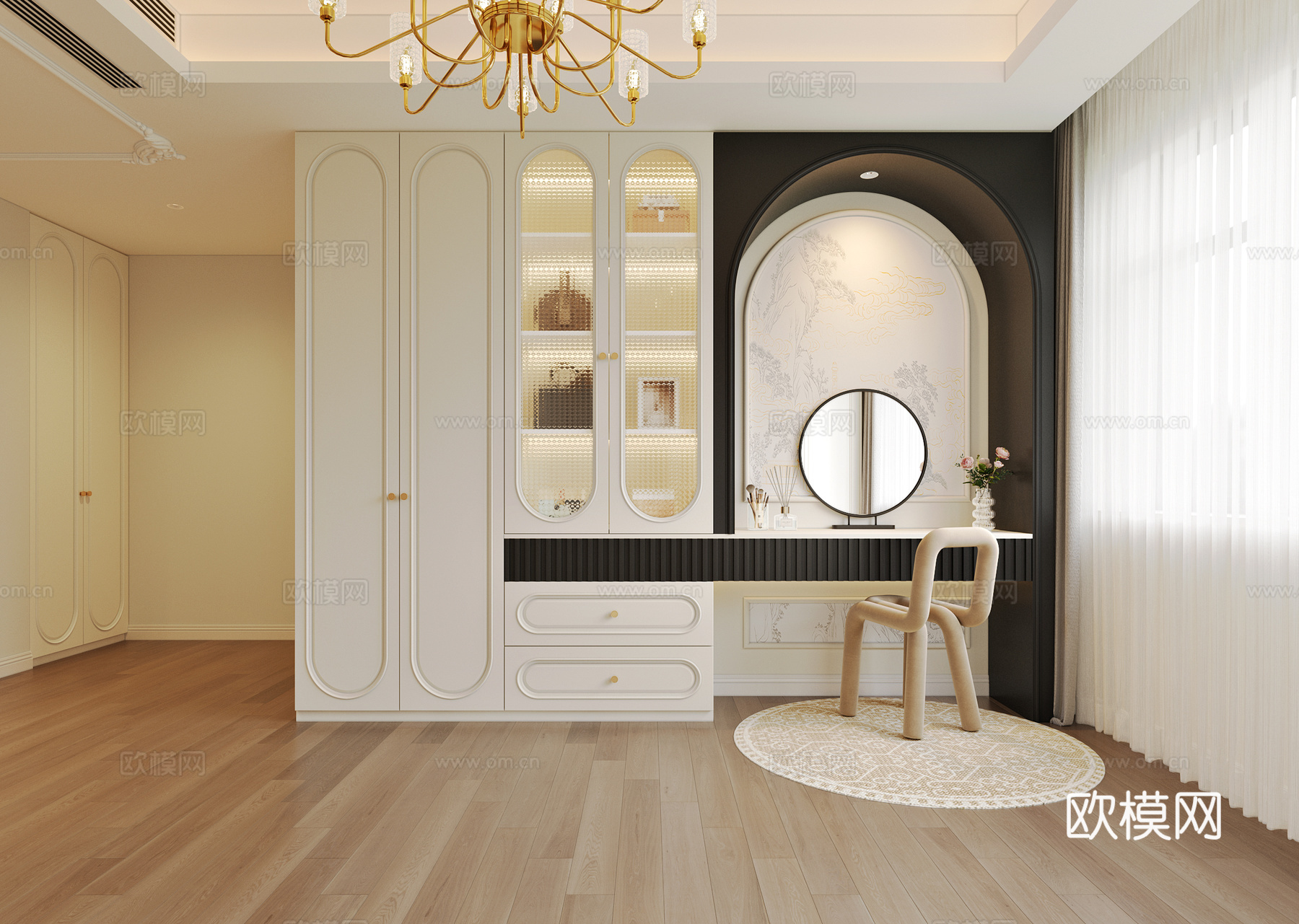 法式衣帽间 梳妆台3d模型下载