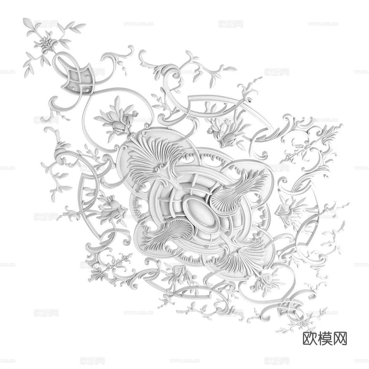 奥伯莱特·劳伦特路易十五吊顶花饰3d模型下载