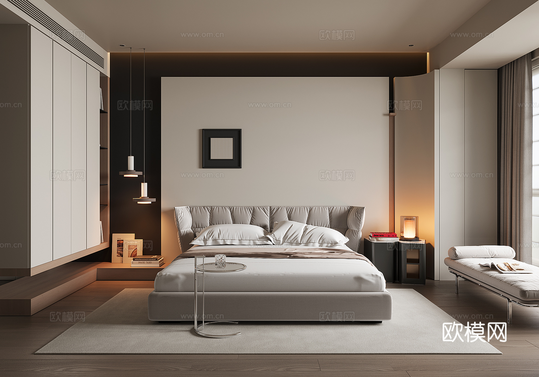 现代家居卧室su模型