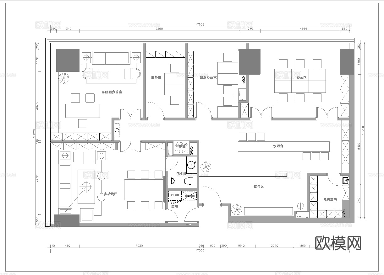 180平办公室 最新平面施工图合集cad施工图