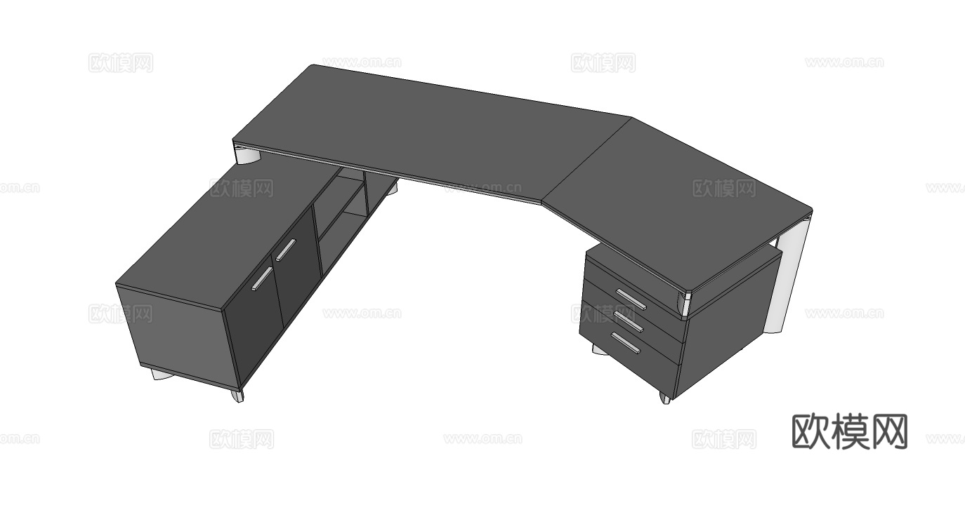 行政桌 办公桌 文件柜 办公家具su模型下载