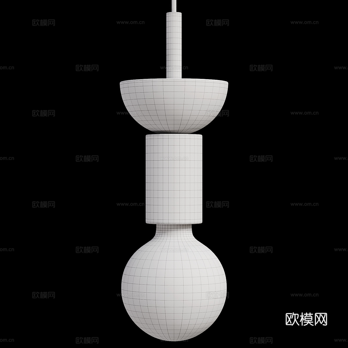 现代奶油风儿童装饰小吊灯3d模型下载（渲染图3）