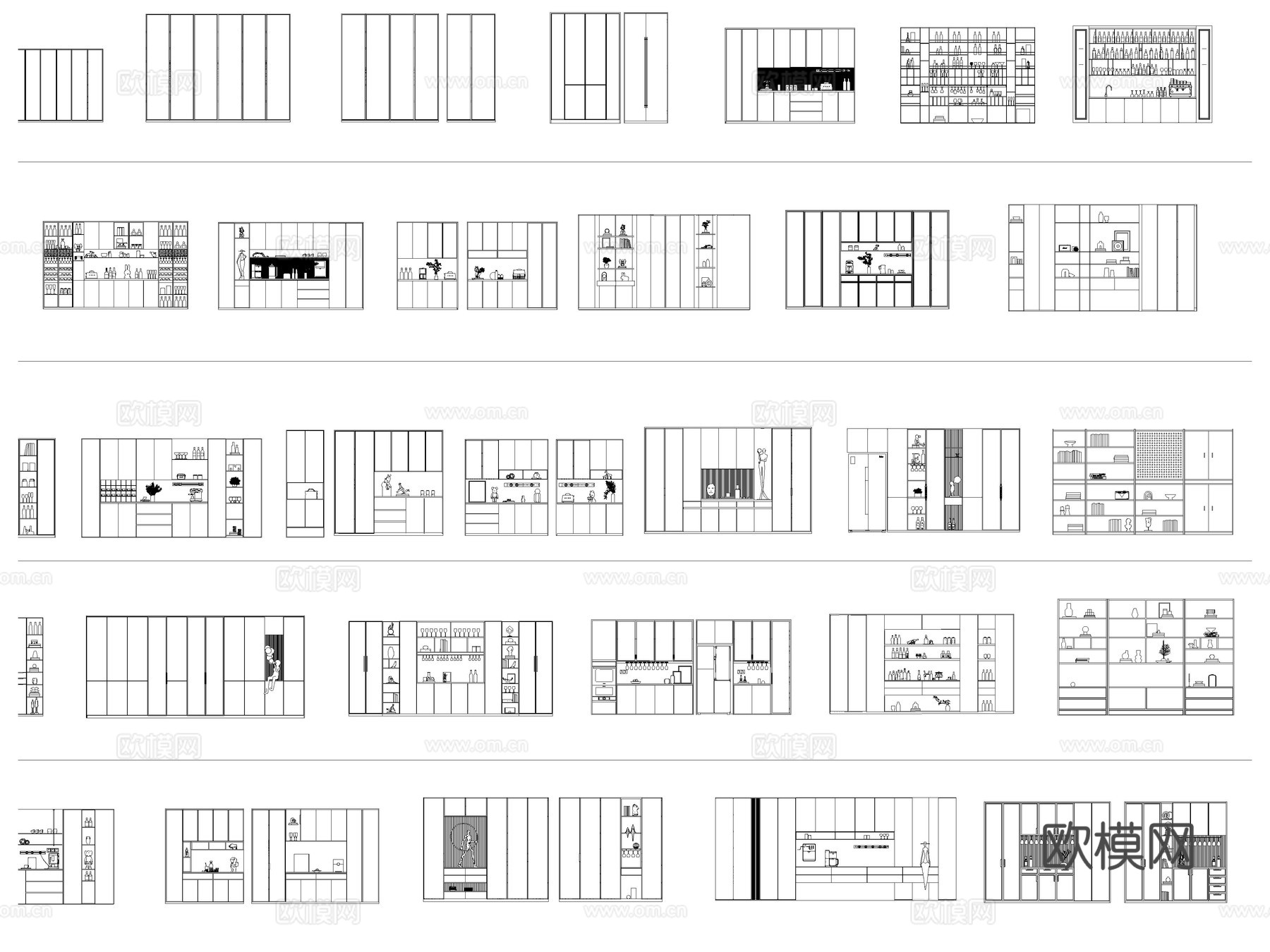 2026年最新酒柜置物架博古柜CAD图库cad施工图