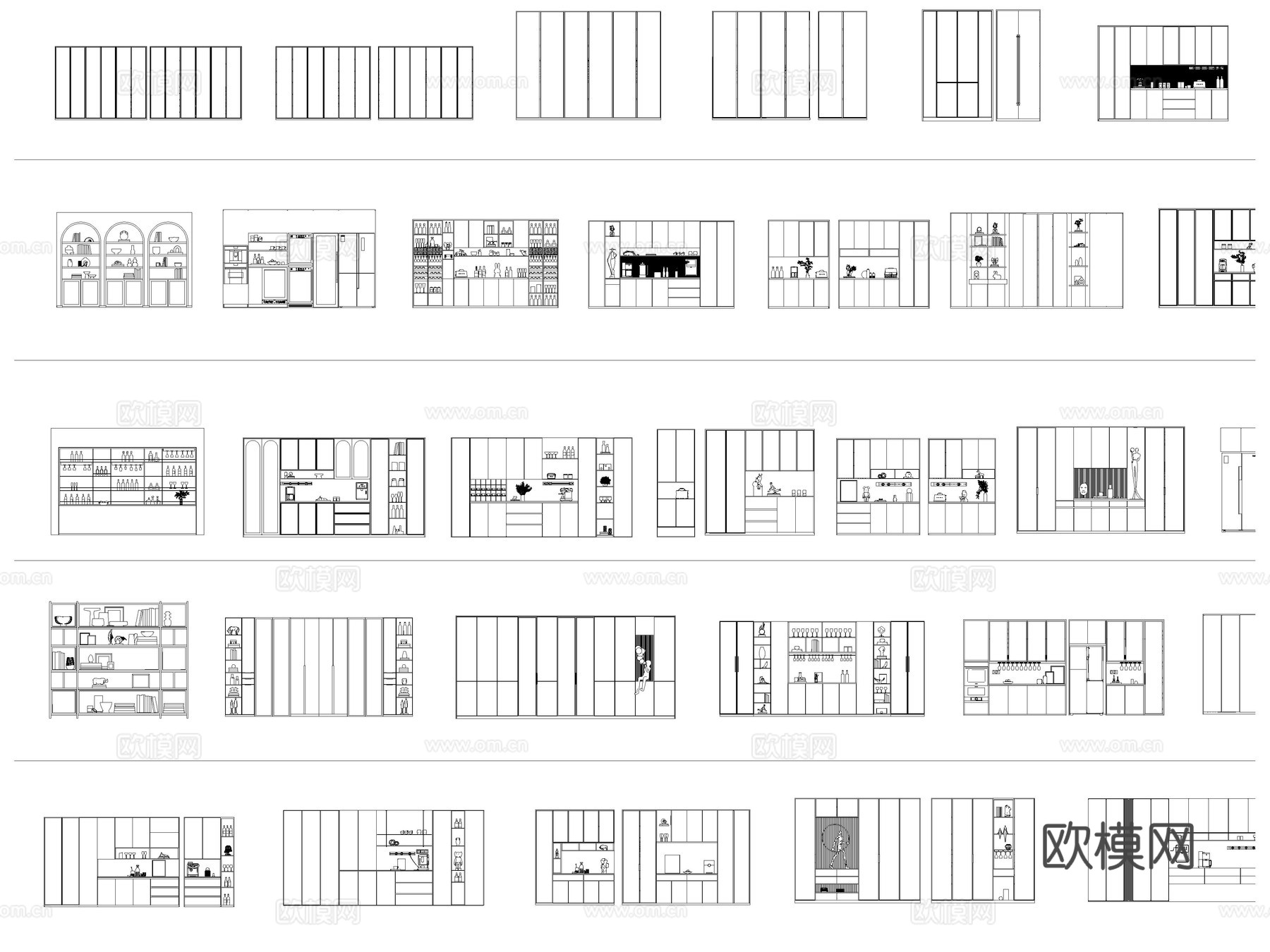 2026年最新酒柜置物架博古柜CAD图库cad施工图