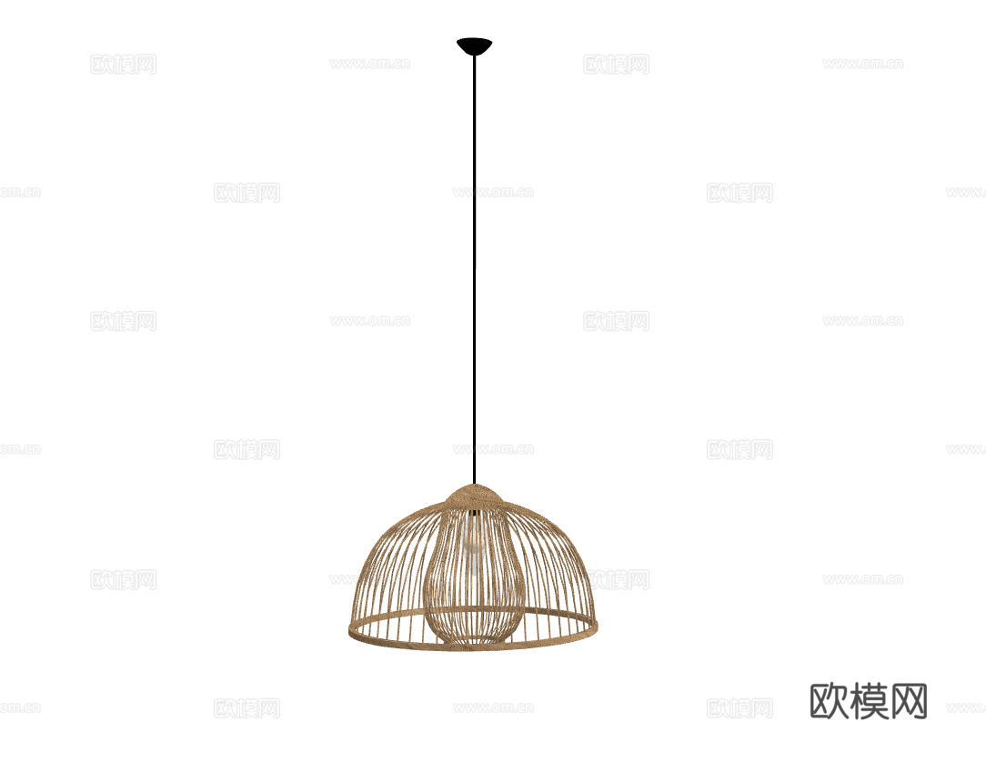 中式竹编装饰吊灯su模型