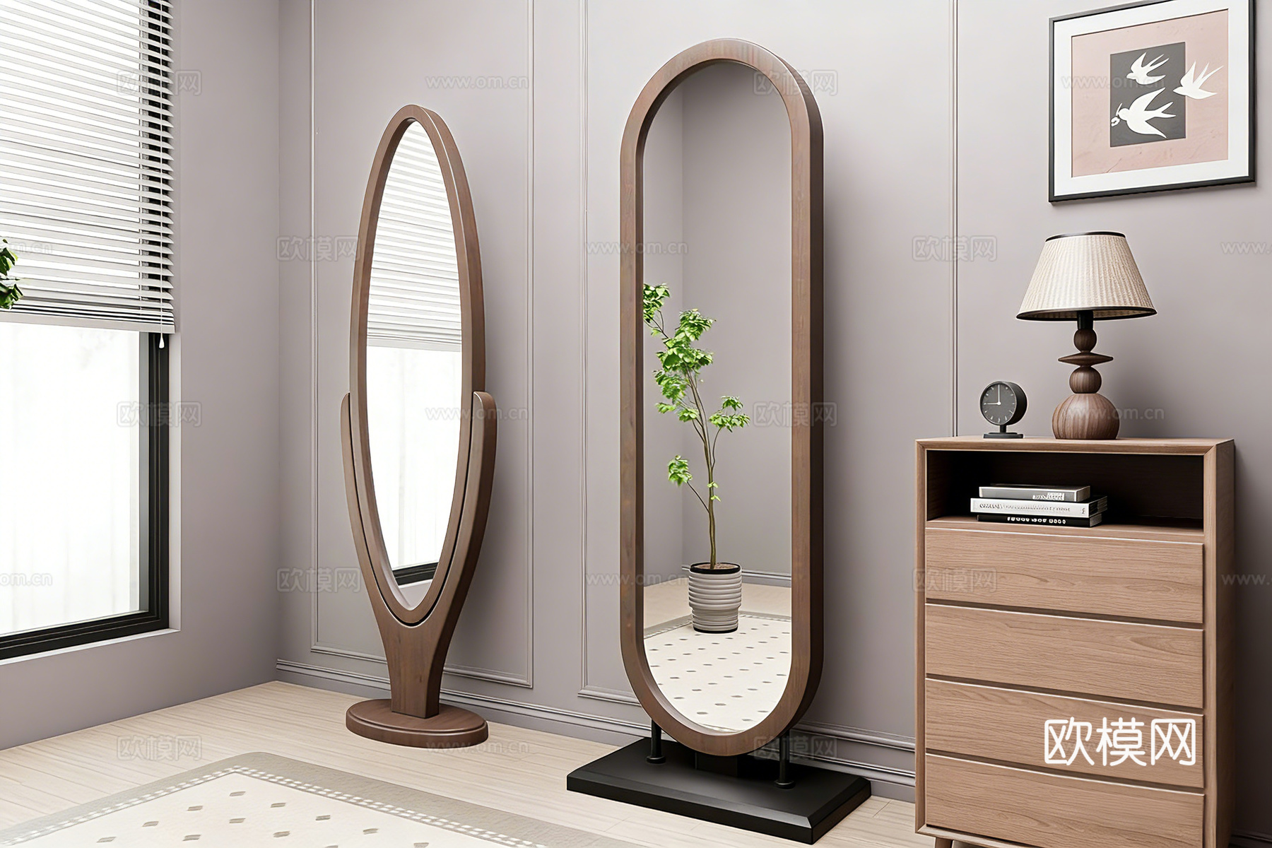 全身镜 装饰镜 玄关镜 穿衣镜 立式镜su模型