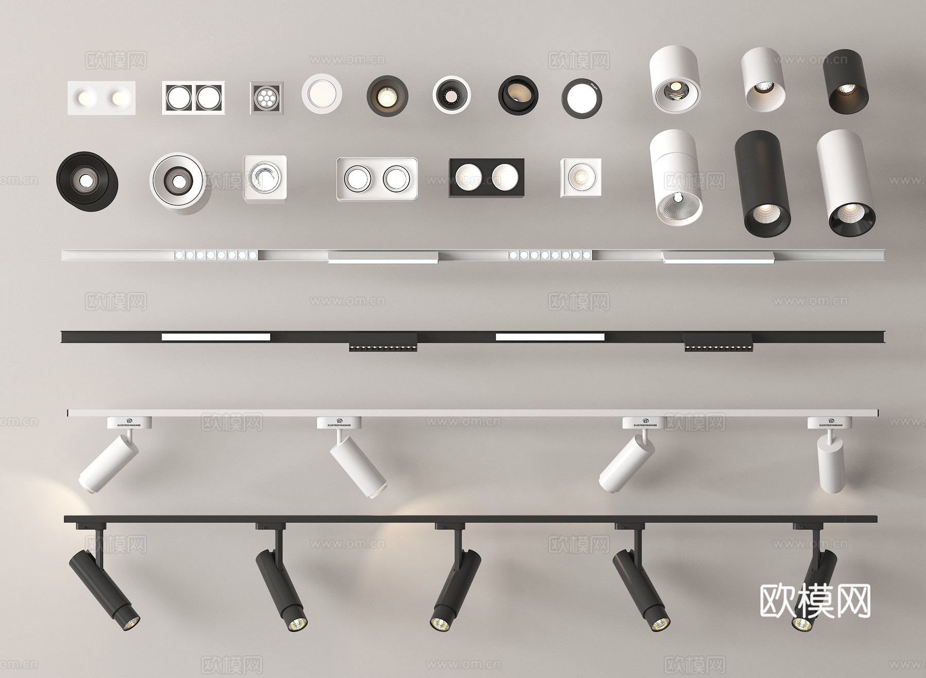 现代筒灯射灯 明装筒灯 轨道式筒灯射灯 嵌入式筒灯射灯 线su模型