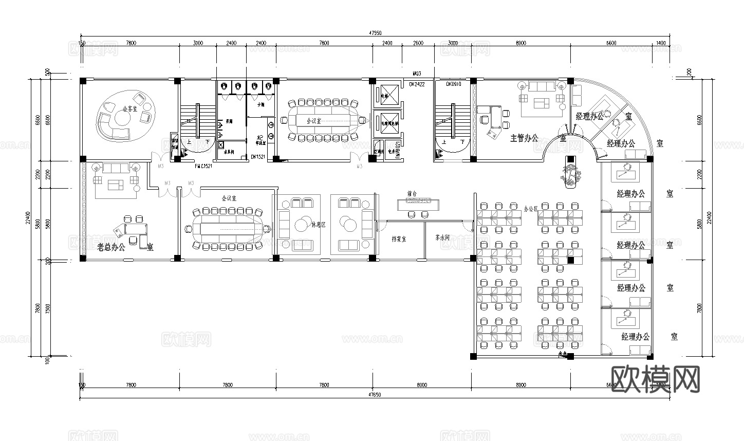 320平办公室 最新平面施工图合集cad施工图