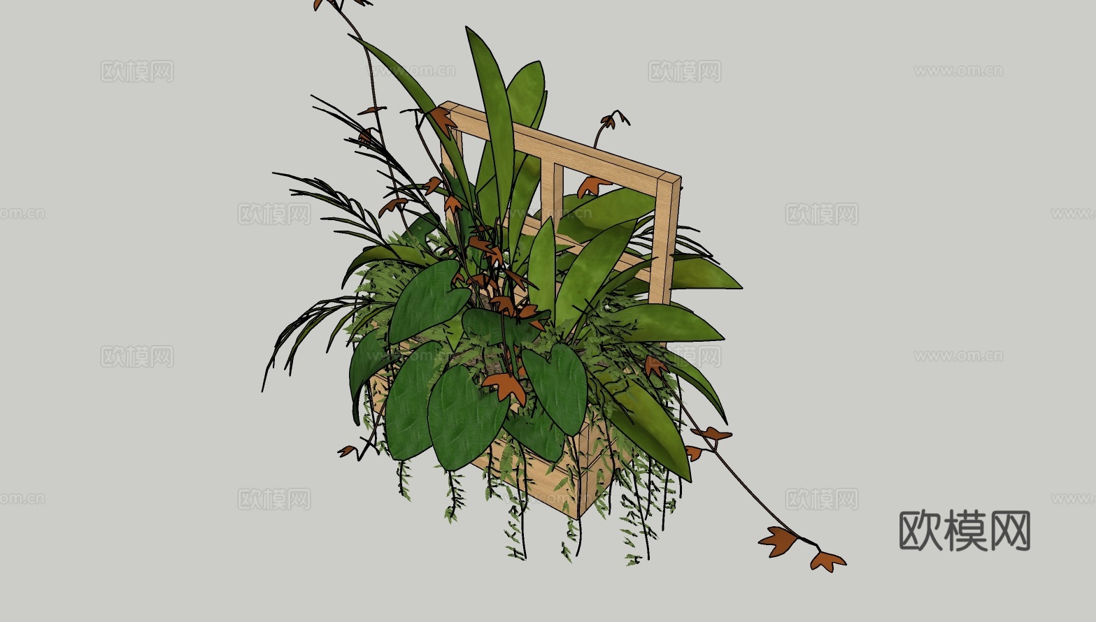 吊篮花盆绿色植物su模型