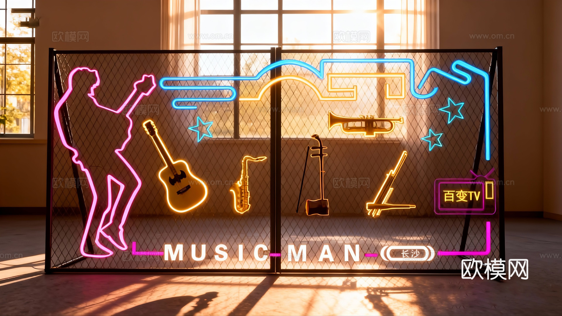霓虹灯音乐架子su模型