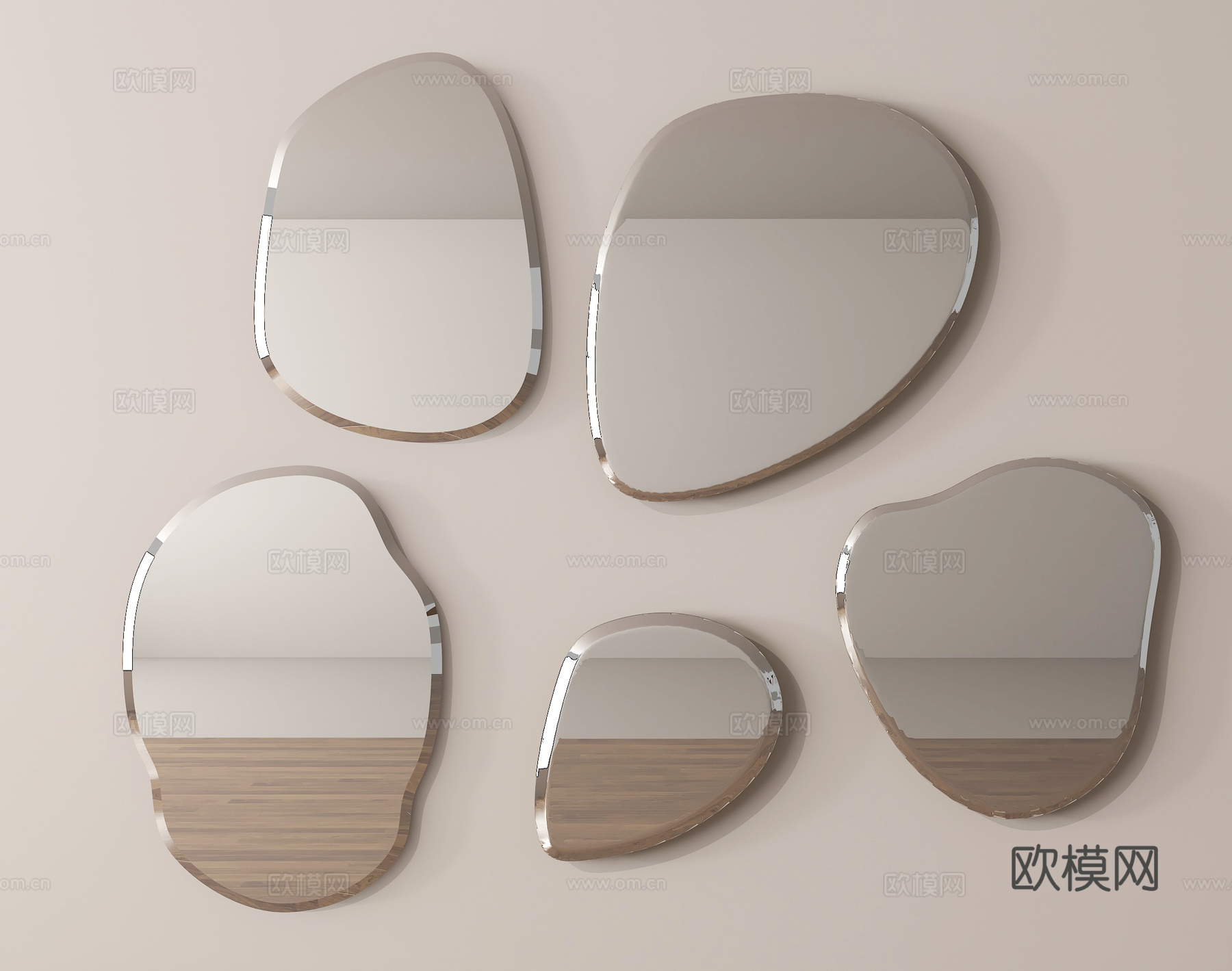 现代镜子 化妆镜 装饰镜 浴室镜su模型