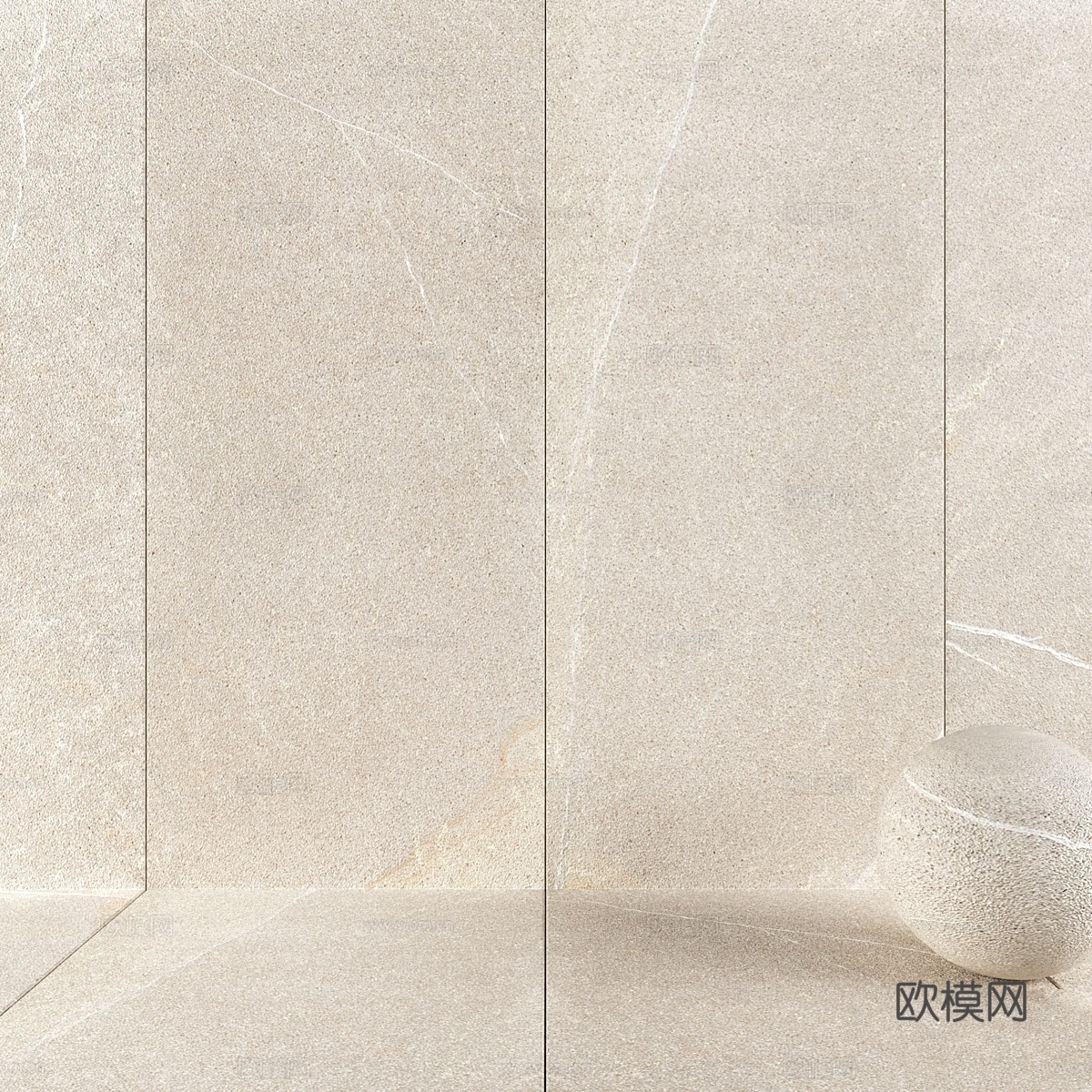 石墙瓷砖 石灰岩灰3d模型下载