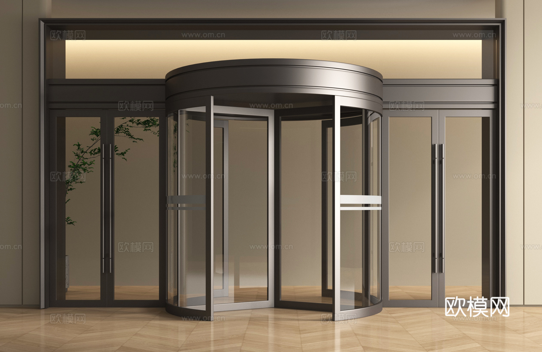 现代玻璃旋转门 大堂门su模型