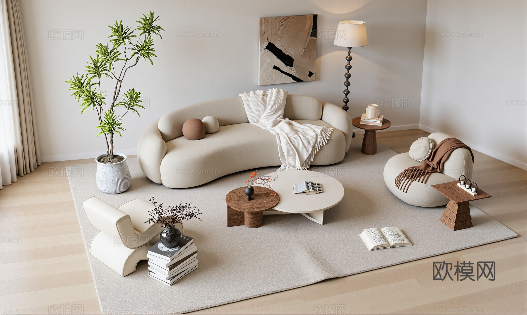 现代沙发组合su模型