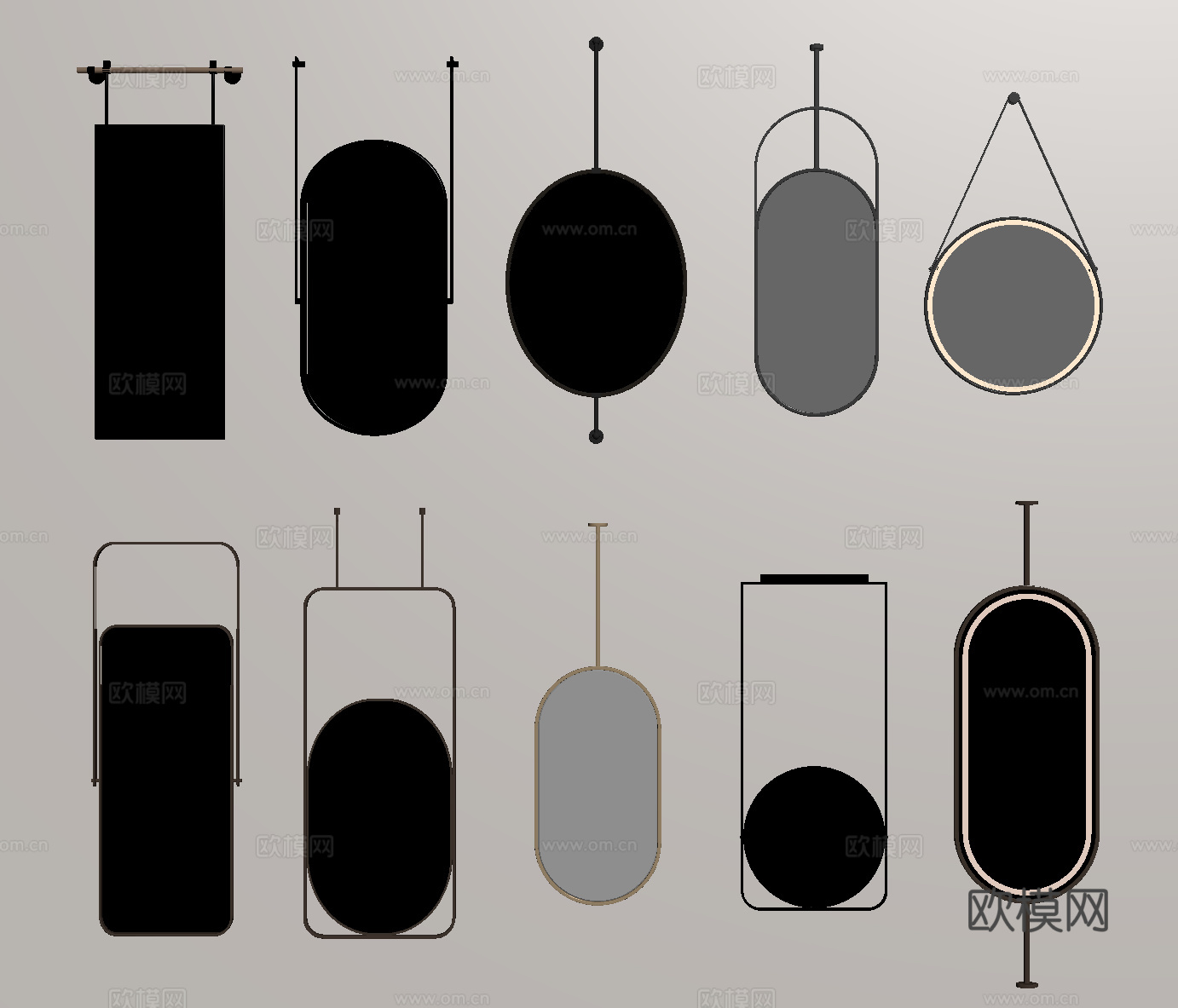 现代镜子 卫浴镜 装饰镜 化妆镜 全身镜su模型