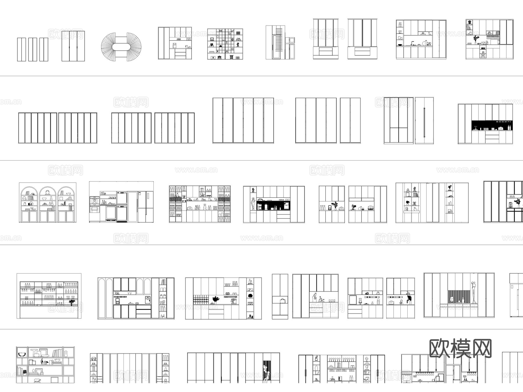 2026年最新酒柜置物架博古柜CAD图库cad施工图