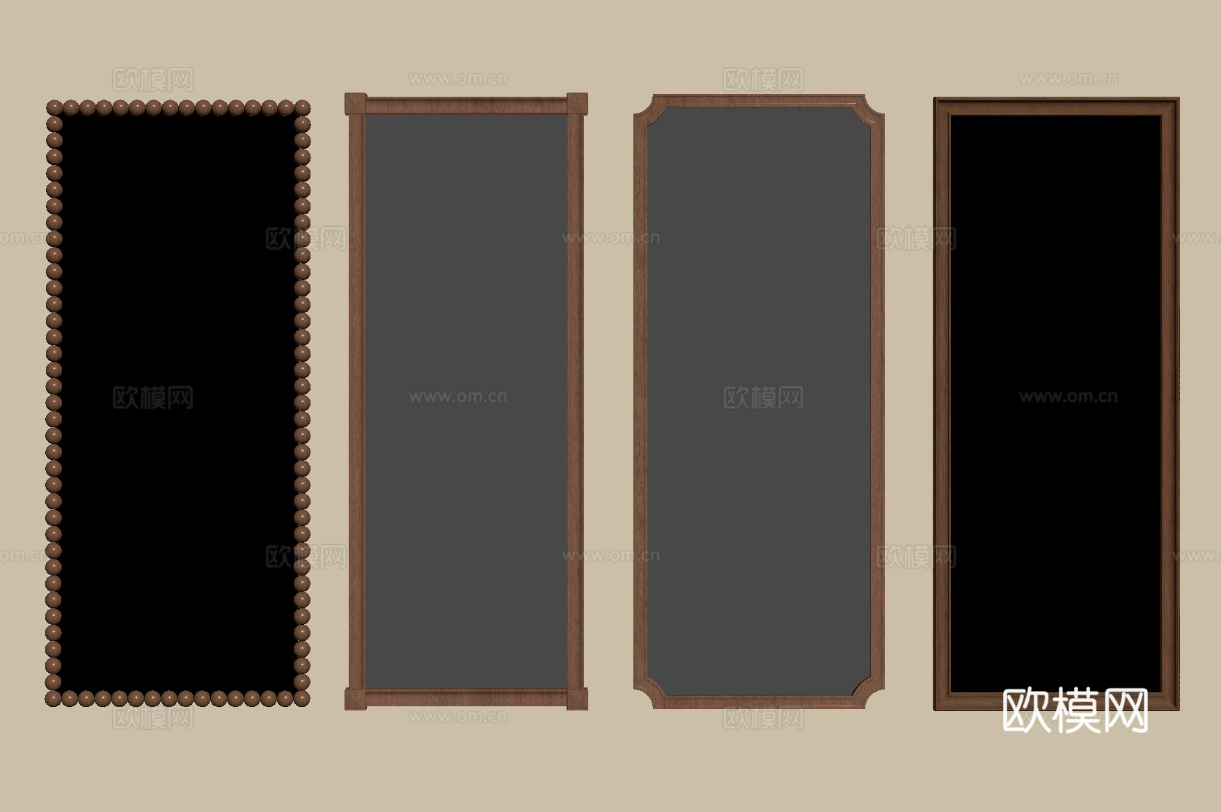 中古侘寂风镜子 化妆镜  装饰镜 落地镜su模型