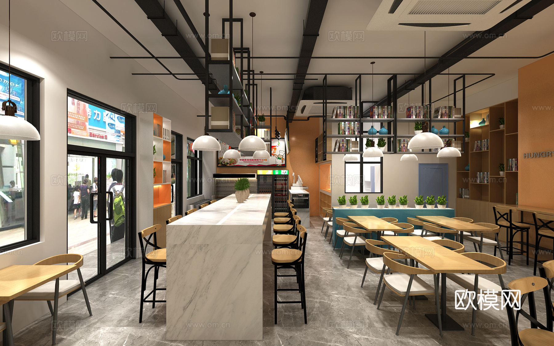 现代麻辣烫餐厅3d模型下载（渲染图2）