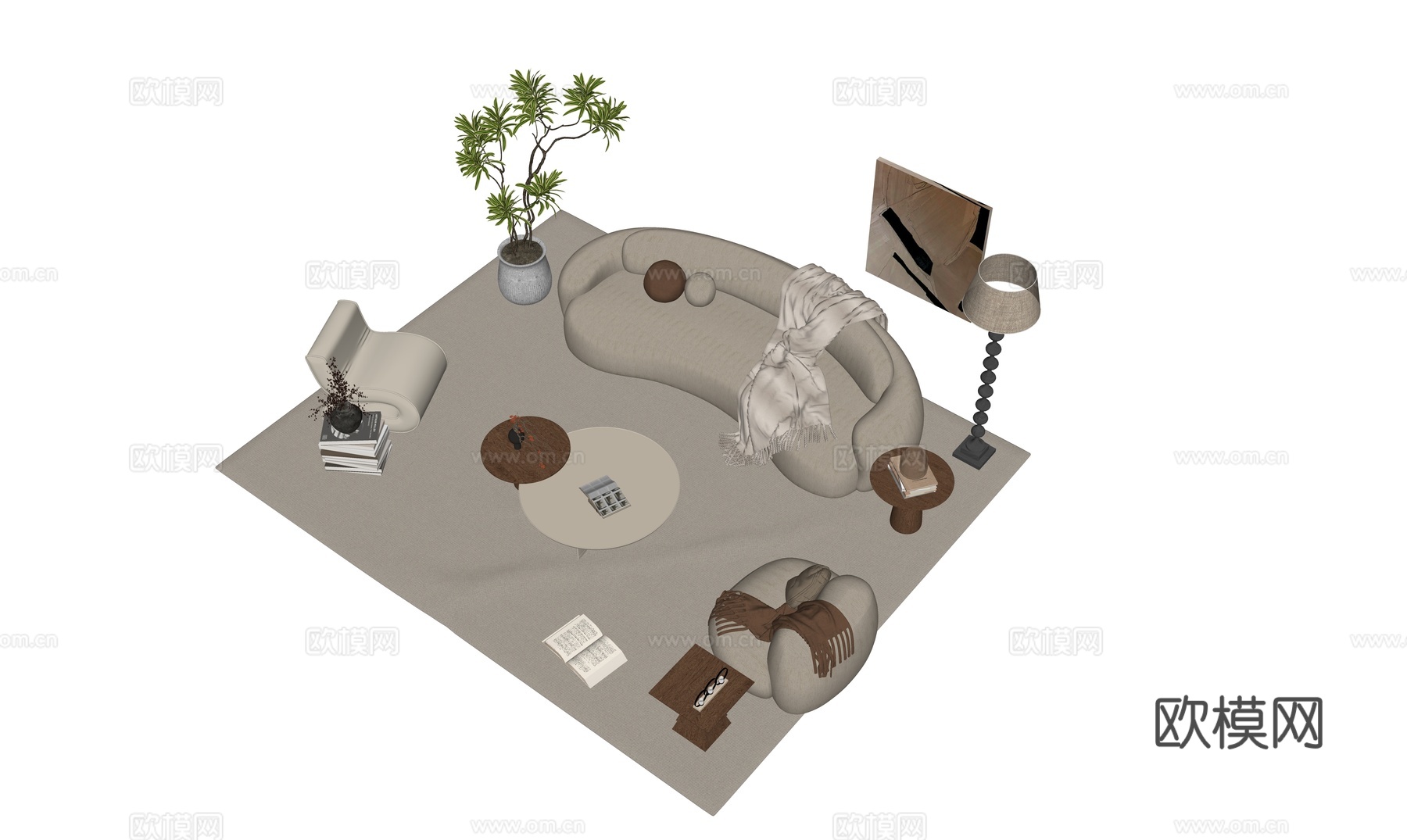 现代沙发组合su模型